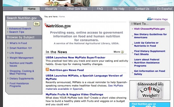 NutritionGov_home page