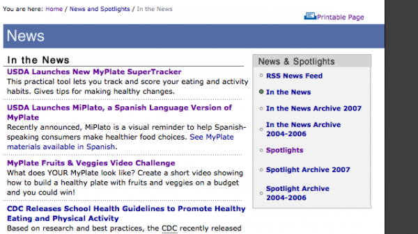 NutritionGov_news page