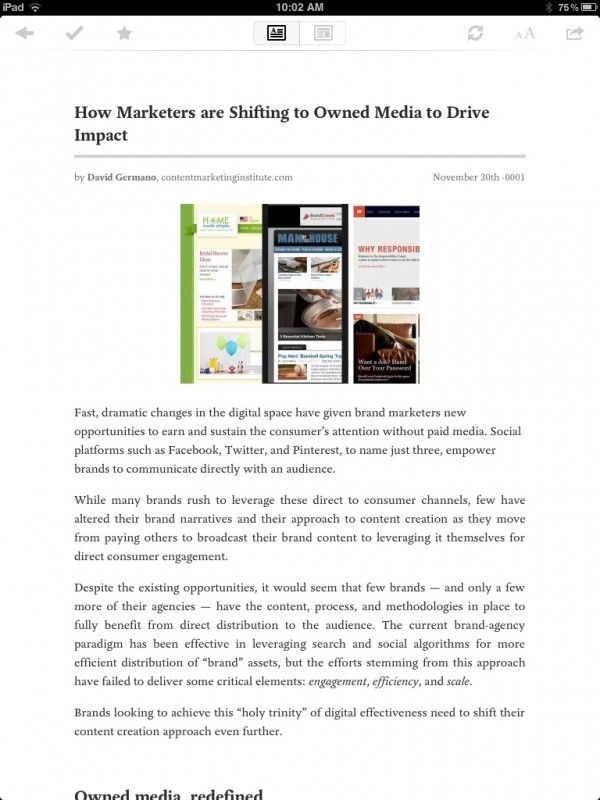 Pocket article Content shifting applications, CMI