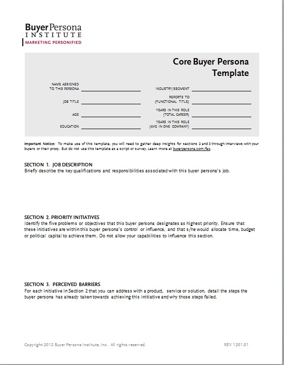 Core Buyer Persona Template