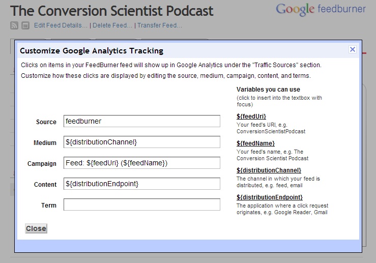 customize tracking for measurement
