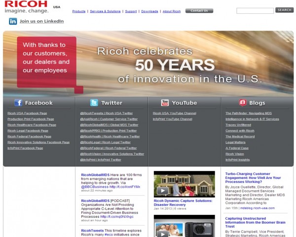 Ricoh uses many avenues of social media