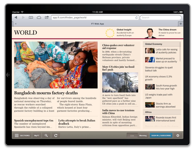 financial times-created web app