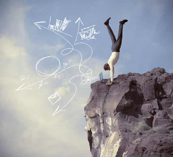 agile worker on mountain