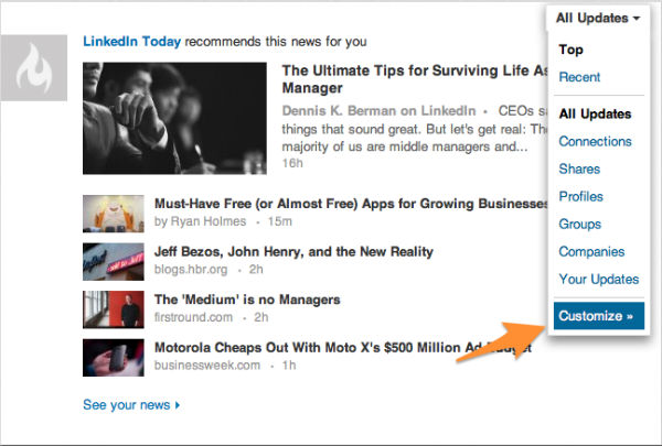 LinkedIn Customized Updates