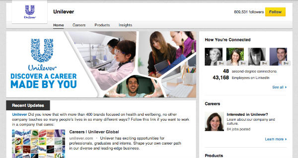 unilever linkedin page