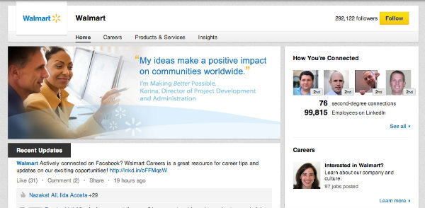 walmart linkedin page