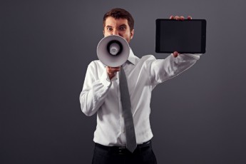 guy with megaphone-grab attention
