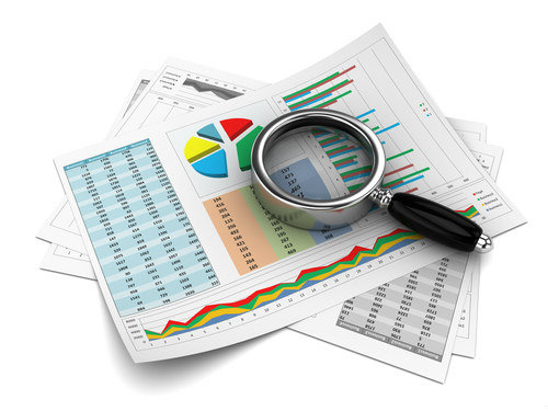 magnifying glass with charts, in-depth search results
