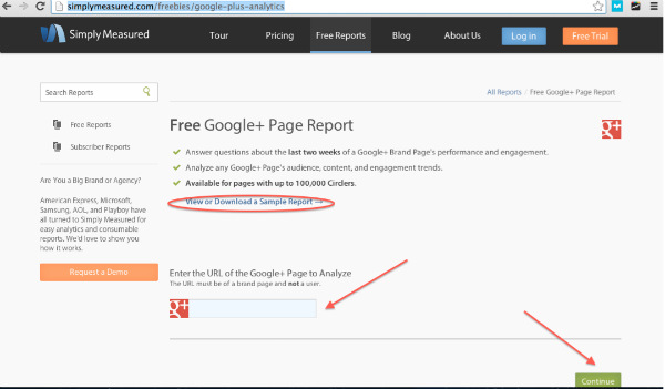 simply measured-google+ page report