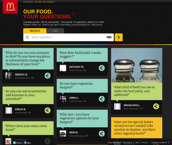 example-mcdonalds our food your questions