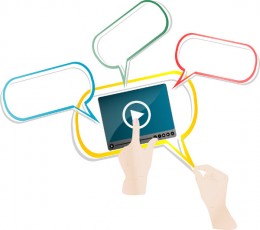 play button with quotes-online video content