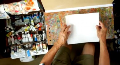 overhead-painter with paper towel