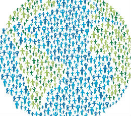 illustration of globe filled with people