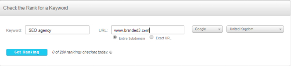 check rank for keyword