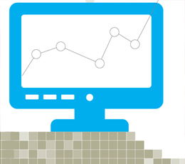 computer with screen graph