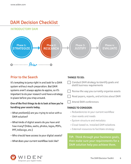 widen DAM decision checklist