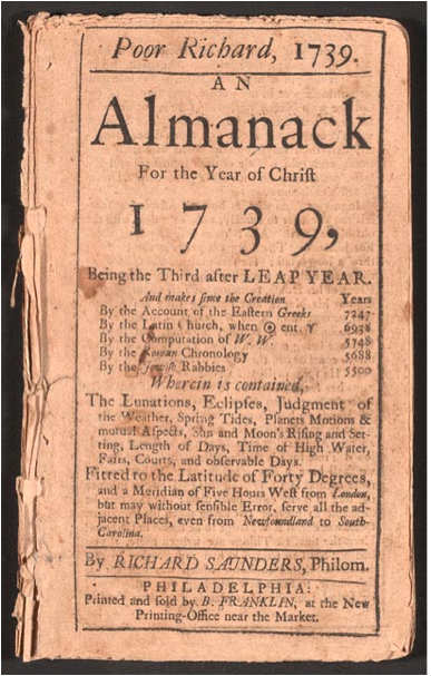 1739 almanack page
