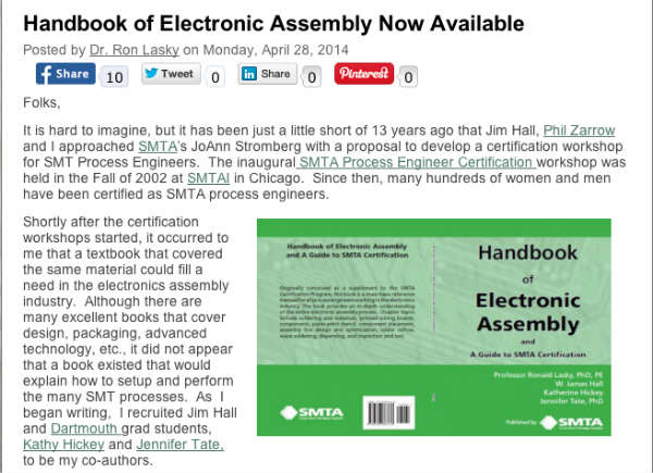 handbook of electronic assembly