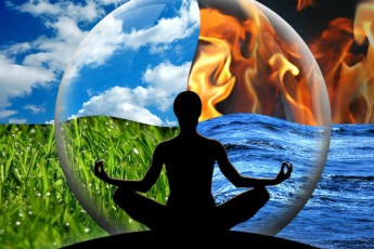 person-lotus position-four elements background