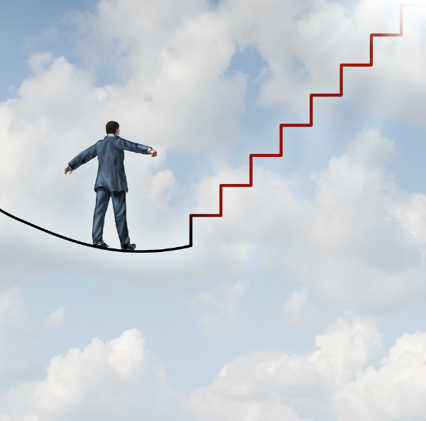man walking tightrope-steps