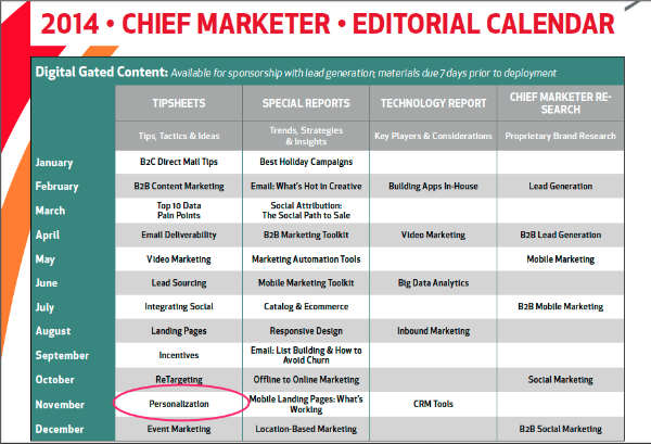 chief marketer-editorial calendar