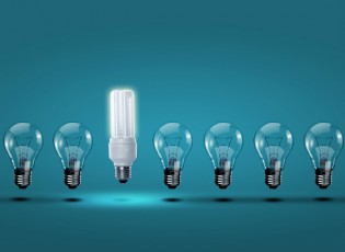 regular lightbulbs with one different one