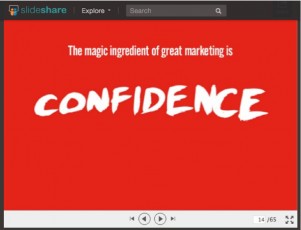 confidence-white word-red background