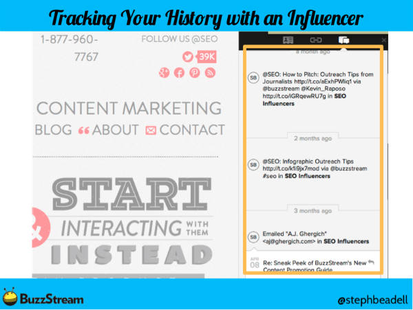 buzzstream example-tracking your history