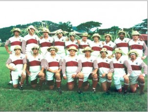 rugby team-palm frond hats