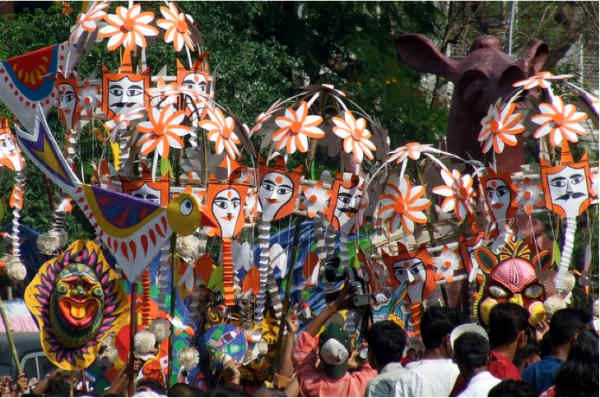 colorful, flowered decorations-bangladesh festival