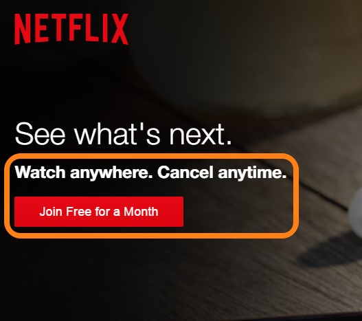 Netflix CTA example