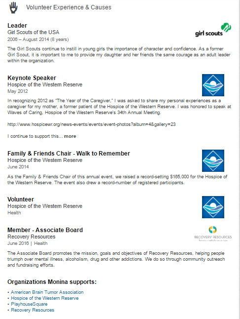 monina-wagner-volunteer-causes-linkedin-example