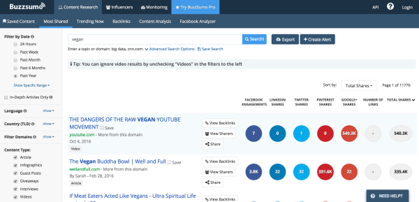 buzzsumo-vegan-search
