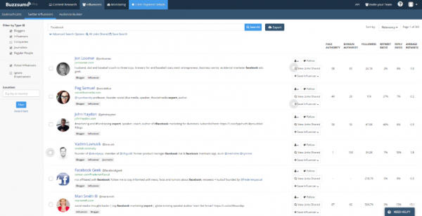 BuzzSumo-Influencers-tab