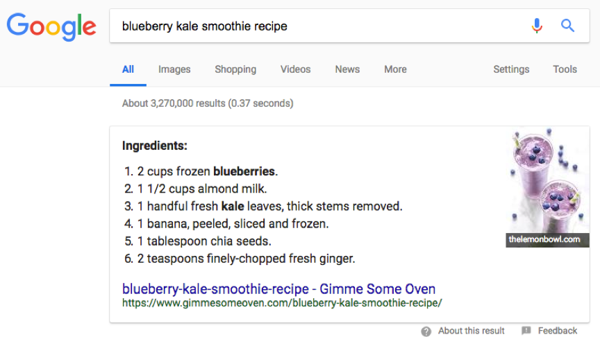 google-featured-snippet-recipes
