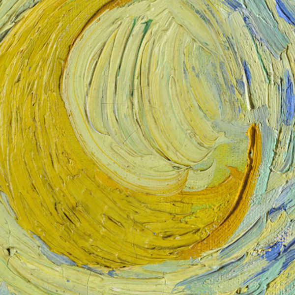 Close up detail from the painting Starry Night by Vincent van Gogh.