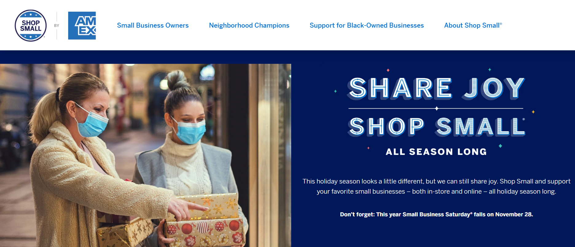 Image of American Express Shop Small landing page.