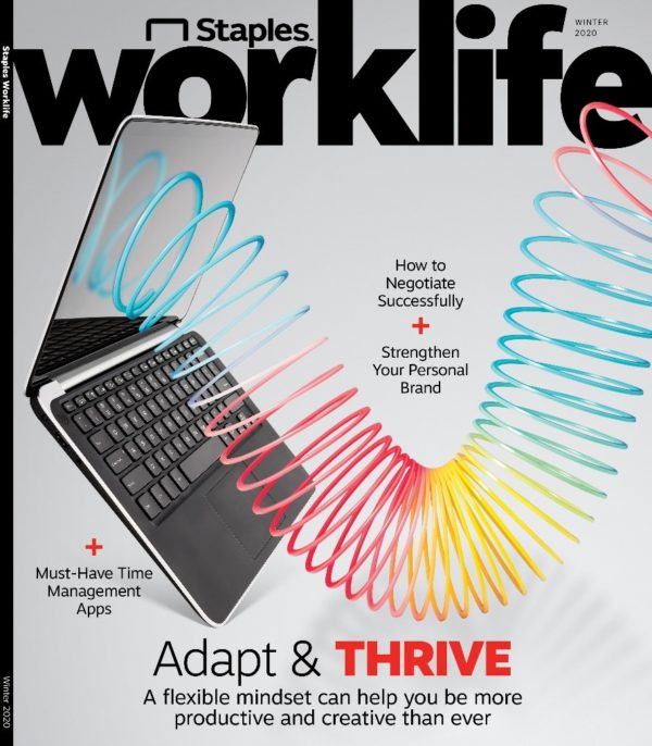 Image showing the cover of Staple’s Worklife magazine.