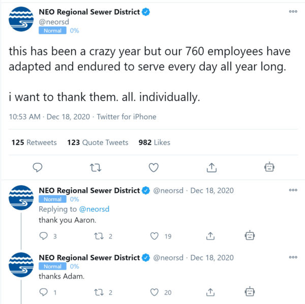 An image showing the NEO Regional Sewer District Twitter Account.