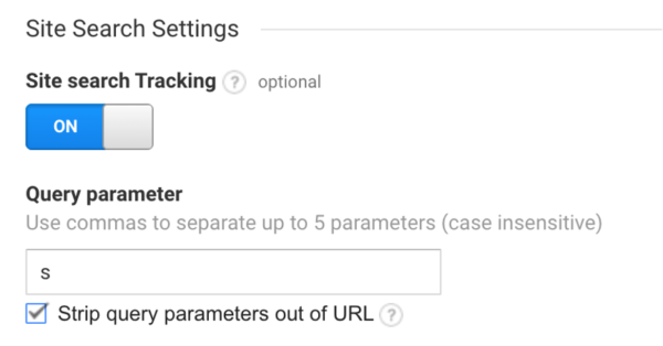 Proper configuration of site search settings in Google Analytics lets you track what people search for on your site.
