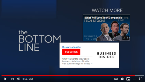 An image of Business Insider’s YouTube channel that shows a CTA.