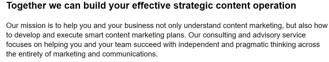 An image showing the intro of the Content Marketing Institute’s consulting page.