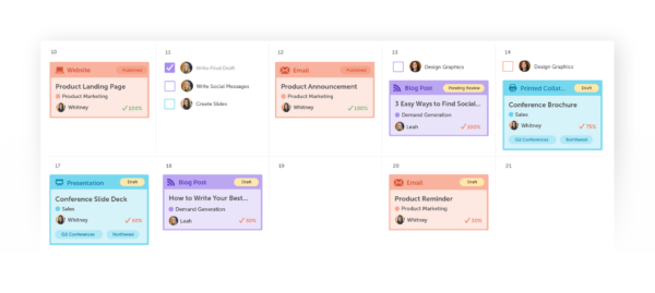 An image showing a screenshot of CoSchedule dashboard.