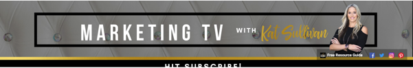 An image showing a banner from Marketing TV that uses links in the bottom right corner to social channels and its free resource guide.