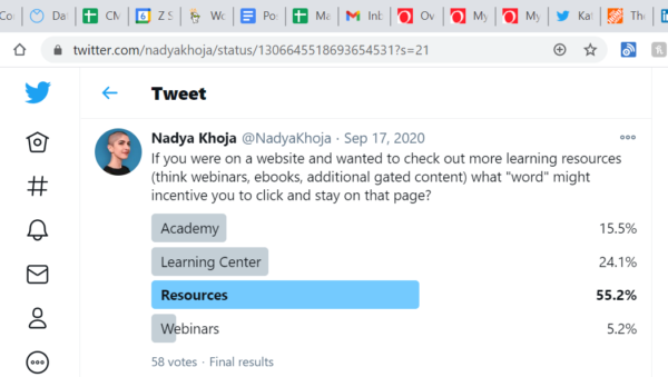A Twitter Poll example for internal guidance on a product update.