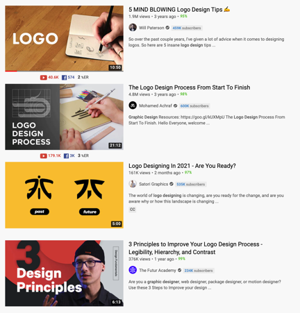 Image showing video thumbnail examples that use color and a person to differentiate.