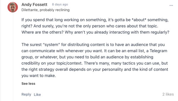 An image showing an example of an answer to the question: How do you effectively promote your content once its published?