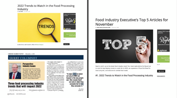 Articles that ran in Food Industry Executive and Cheese Market News started as a thought leadership piece published on a company website (owned media) before being picked up by trade magazines (earned media).