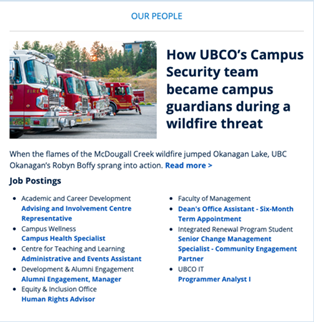 The University of British Columbia Okanagan campus produces The Exchange to share updates and events with faculty and staff.